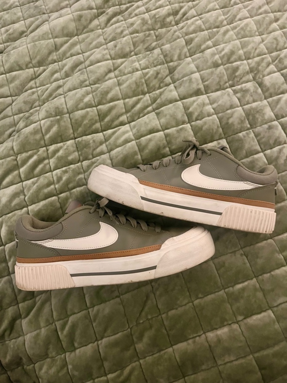 Nike Women’s Low-Top Sneakers in Olive Green and White